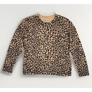 Croft & Barrow Sweater Womens Large Leopard Print Button Front Cardigan Top